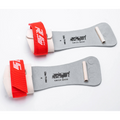 Two gray Reinsport Swiss Made hand grips with red elastic straps and white foam inserts, displayed on a clean white background.